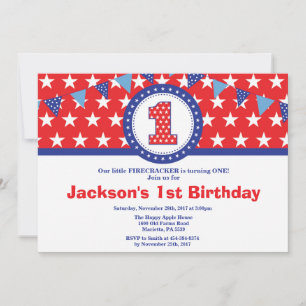 4 de julio Invitación a primer cumpleaños