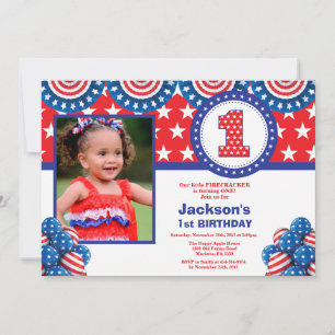 4 de julio Invitación a primer cumpleaños