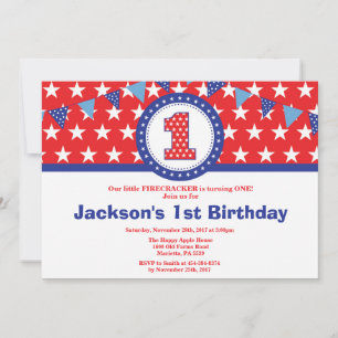 4 de julio Invitación a primer cumpleaños