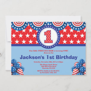 4 de julio Invitación a primer cumpleaños