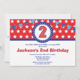 4 de Julio Invitación a Segundo Cumpleaños