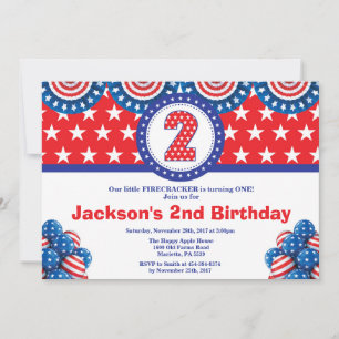 4 de Julio Invitación a Segundo Cumpleaños
