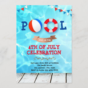 4 de julio invitación a un pool party