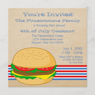 4 de julio Invitación a una cocina a la parrilla a