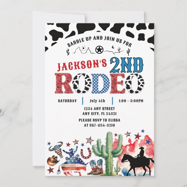 4 de julio: Invitación al cumpleaños del Rodeo Pat (Anverso)