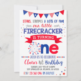 4 de julio Invitación de cumpleaños azul blanco ro