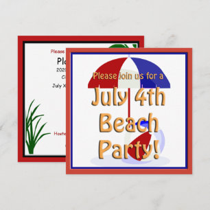 4 de julio Invitación de Fiesta de playa