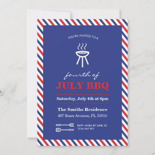 4 de julio Invitación de la fiesta barbacoa