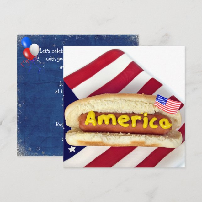 4 De Julio Invitación De La Fiesta BBQ (Anverso / Reverso)