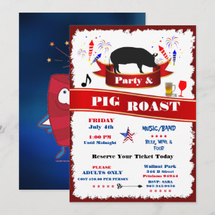 4 de julio Invitación de la fiesta de asado de cer