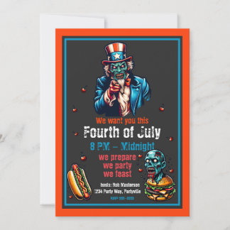 4 de julio Invitación del Tío Zombie Sam