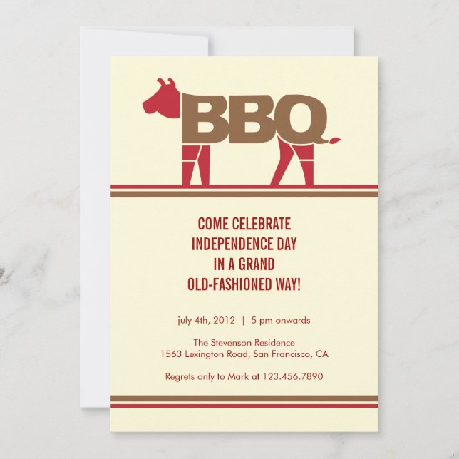 4 de julio Invitación moderna a BBQ (Anverso)
