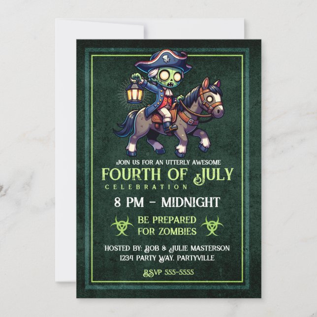 4 de julio Invitación zombi (Anverso)