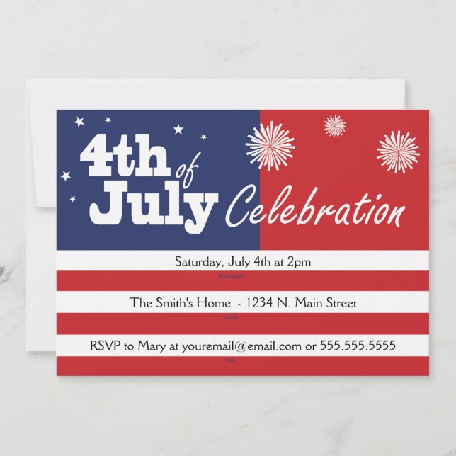 4 de julio invitaciones a la celebración (Anverso)