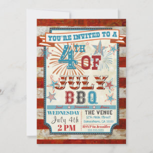 4 de julio Invitaciones a la Cocina BBQ