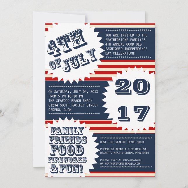 4 de julio Invitaciones al Día de la Independencia (Anverso)