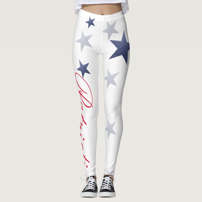 4 de julio, leggings de estrellas blancas y azules (Anverso)
