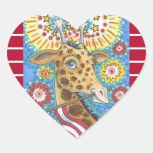 4 DE JULIO PATRIOTA GIRAFFE PEGATINAS Hrt, Hoja