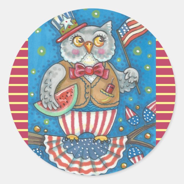 4 DE JULIO PATRIOTA PEGATINAS DE OWL BOLSA *Hoja (Anverso)