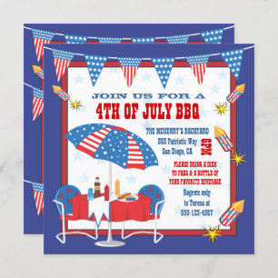 4 de julio Patriotic Picnic Party Invitación