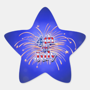 4 de julio Pegatina Estrella de Fuegos Artificiale