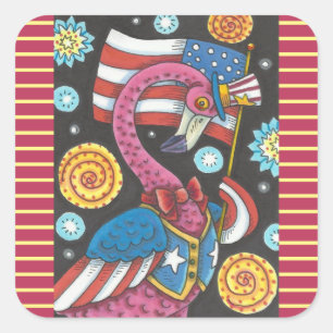 4 DE JULIO PEGATINAS DE FLAMINGO ROSA * Hoja