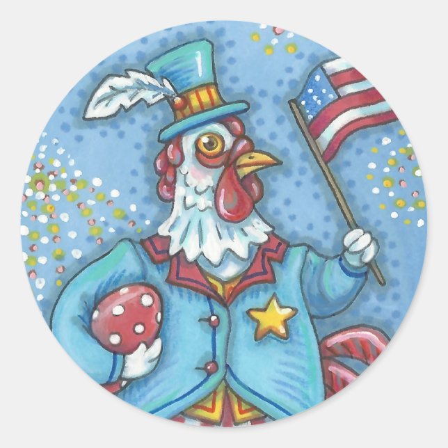 4 DE JULIO PEGATINAS PATRIÓTICOS DE ROOSTER Rnd *  (Anverso)