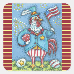 4 DE JULIO PEGATINAS PATRIÓTICOS DE ROOSTER Squ * 