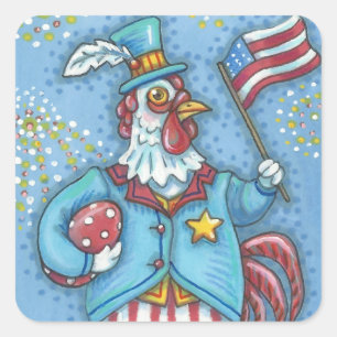4 DE JULIO PEGATINAS PATRIÓTICOS DE ROOSTER Squ * 