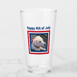 4 de julio: Perro rojo blanco azul blanco con esca