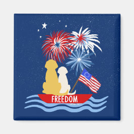 4 de julio perros en el imán de fuegos artificiale