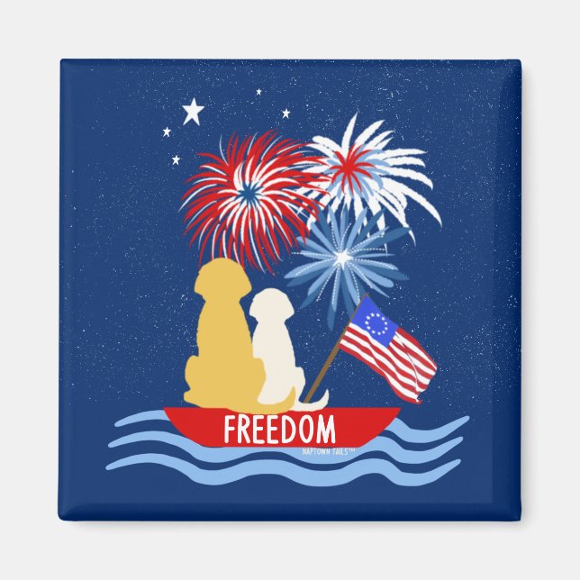 4 de julio perros en el imán de fuegos artificiale (Frente)