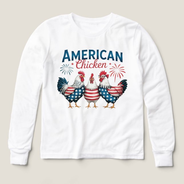 4 de julio Pollo Norteamericano Patriótico-62987 T (Diseño frontal)