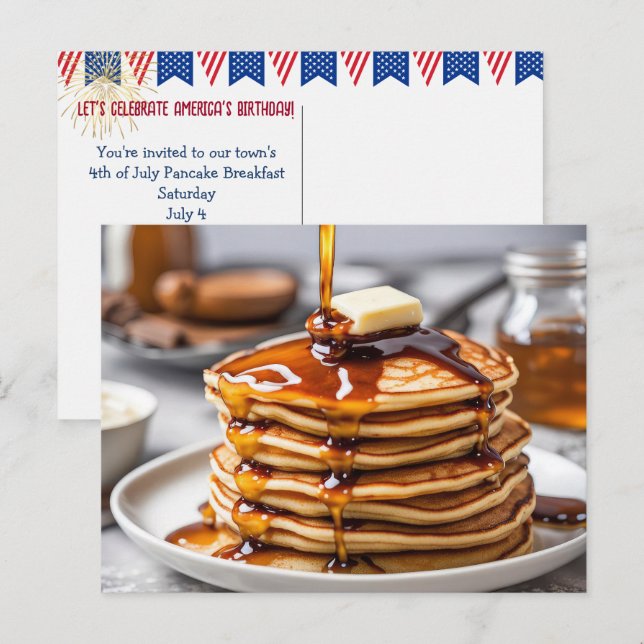 4 de julio Postal de Desayuno Pancake (Anverso / Reverso)