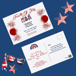 4 de julio Postal de invitación Patriotic Gnomes B