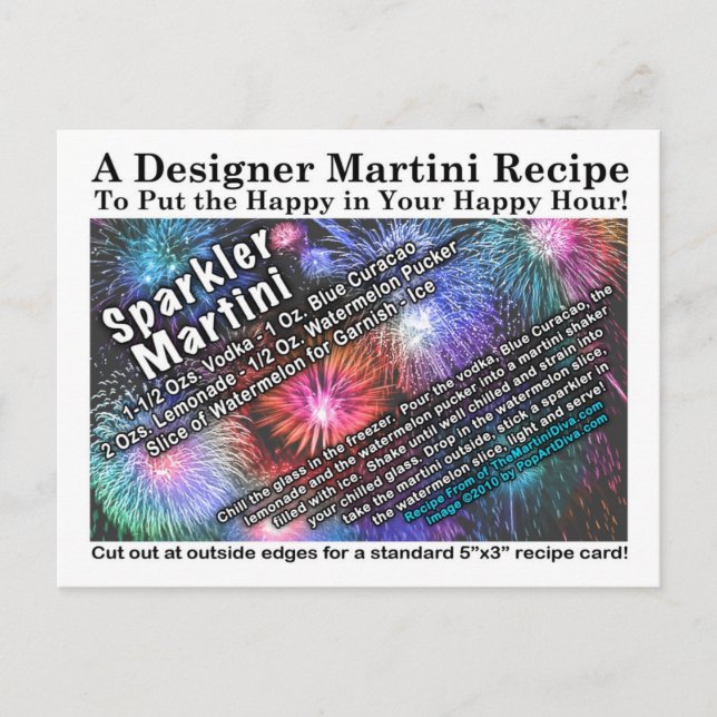 4 de julio, postal de la receta de Martini Sparkle (Anverso)