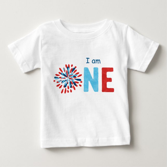 4 de julio Primer cumpleaños de la camiseta bebé (Anverso)