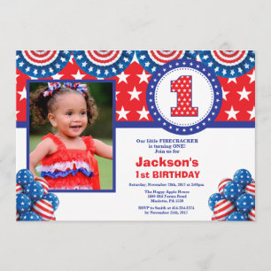 4 de julio Primer cumpleaños Invitación
