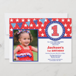 4 de julio Primer cumpleaños Invitación