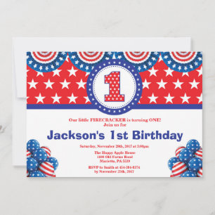 4 de julio Primer cumpleaños Invitación