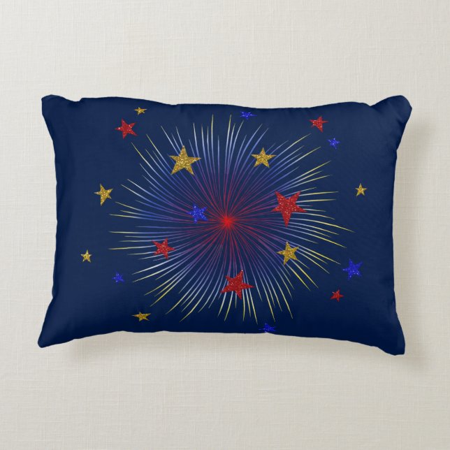 4 de julio Starburst, almohada de acento al aire l (Reverso)