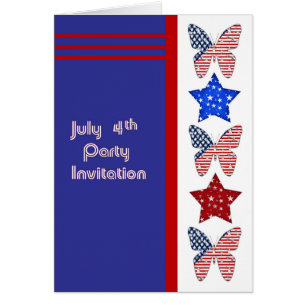 4 de julio. Tarjeta de invitación de fiesta
