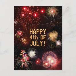4 de julio, tarjeta postal de fuegos artificiales