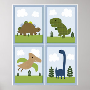 4 en 1 dinosaurios/Dino 8x10 pulgadas Arte de guar