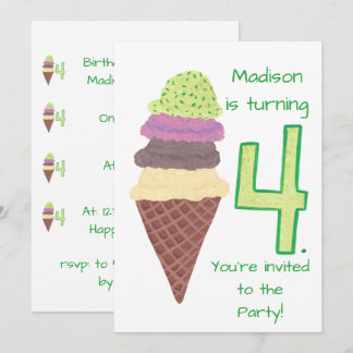 4 escopetas de helado invitaciones a la fiesta de 