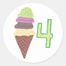 4 Escuelas de helados Pegatinas de cumpleaños