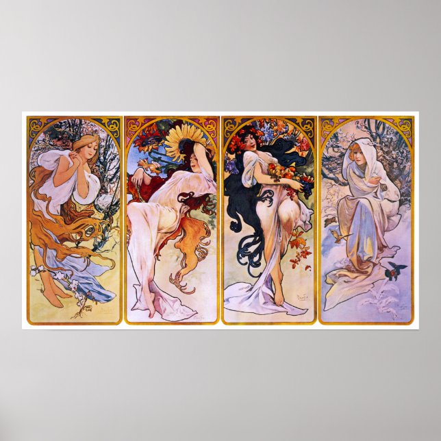 4 Estaciones de Alphonse Mucha, Arte Antiguo Moder (Frente)