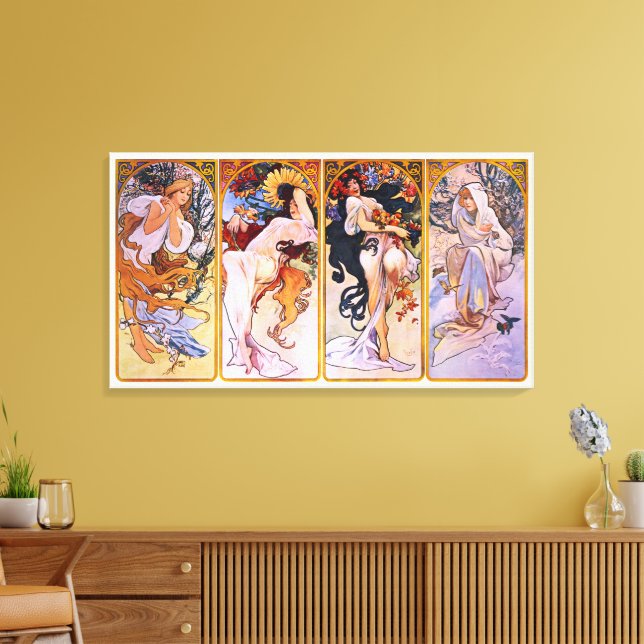 4 Estaciones de Alphonse Mucha, Arte Antiguo Moder (Insitu (Sala de estar))