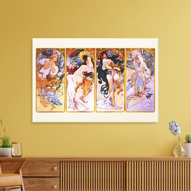 4 Estaciones de Alphonse Mucha, Arte Antiguo Moder (Insitu (Sala de estar))