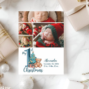 4 Foto Blue Teddy Baby Primer Navidad